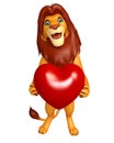 Cute Lion cartoon character with heart