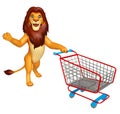 Cute Lion cartoon character with trolly