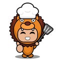 Lion chef animal mascot costume Royalty Free Stock Photo