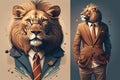 Cute Lion in Chic Blazer & Slacks: Award-Winning Vector Art