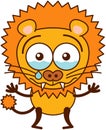 Cute lion crying disconsolately and looking for reassurance Royalty Free Stock Photo