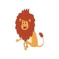 Cute lion cub cartoon character sitting on the floor vector Illustration on a white background Royalty Free Stock Photo