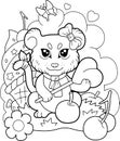 Cute lion cub, coloring book, funny illustration Royalty Free Stock Photo