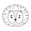 Cute Lion -in hand drawn doodle style. Cute vector illustration for kids. coloring page. Royalty Free Stock Photo