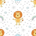 Cute lion Pattern print for kids Royalty Free Stock Photo