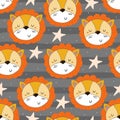 Cute lion Pattern print for kids Royalty Free Stock Photo