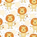 Cute lion Pattern print for kids Royalty Free Stock Photo