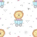 Cute lion Pattern print for kids Royalty Free Stock Photo