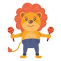 Cute lion plays maracas