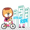 Cute lion riding a bicycle.ents for kids