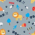 Cute lion seamless patern.  animal cartoon pattern for kids Royalty Free Stock Photo