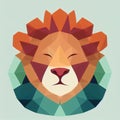 Cute lion simple colorful head. Lion abstract portrait. Flat illustration AI-generated