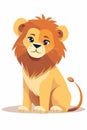 cute lion sit down looking camera generative AI Royalty Free Stock Photo