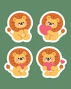 cute lion sticker pack in love_1 Royalty Free Stock Photo