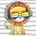 Cute Lion with sun glasses