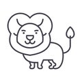 Cute lion vector line icon, sign, illustration on background, editable strokes Royalty Free Stock Photo