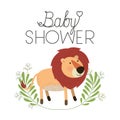 Cute lion with wreath baby shower card