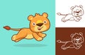 Cute lioness run. Vector cartoon illustration in flat icon style Royalty Free Stock Photo