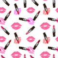 Lipsticks and kiss background pattern