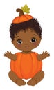 Cute Little Pumpkin. Vector Pumpkin African American Baby Boy Royalty Free Stock Photo