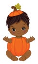 Cute Little Pumpkin. Vector Pumpkin African American Baby Boy Royalty Free Stock Photo