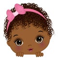 Cute Little African American Bay Girl Playing Peekaboo. Vector Peek a Boo Black Girl Royalty Free Stock Photo