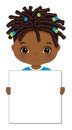 Cute Little African American Boy Holding Frame