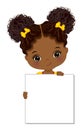 Cute Little African American Girl Holding Blank Frame to Customise your Text