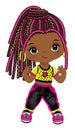 Cute Little African American Girl with Braided Hair Dancing Hip Hop. Vector Hip Hop Black Girl Royalty Free Stock Photo