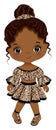 Vector Cute Little Black Girl in Leopard Dress Royalty Free Stock Photo