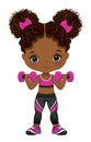 Vector Cartoon Little Black Girl Doing Workout Royalty Free Stock Photo