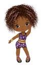 Vector Cute Little Black Girl Dancing Disco Royalty Free Stock Photo