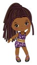 Vector Cute Little Black Girl Dancing Disco