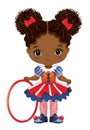 Vector Cartoon Circus Black Girl Holding Hoop