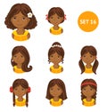 Cute little african girls with various hair style. Royalty Free Stock Photo