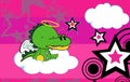 Cute little angel baby crocodile cartoon illustration background