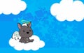 Cute little angel baby xoloitzcuintle mexican dog cartoon illustration background