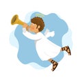 Cute Little Angel Blowing Trumpet Horn iNstrument.