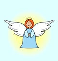 Cute little angel girl, cartoon art - Vector, vector illustration Royalty Free Stock Photo