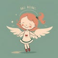 Cute little angel girl. Hand drawn vector illustration in cartoon style. Royalty Free Stock Photo