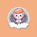 A cute little angel sitting on a cloud. Generative AI image. Royalty Free Stock Photo