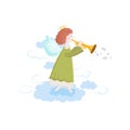 Cute little angel with trumpet isolated on a white background Royalty Free Stock Photo