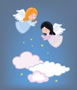 Cute little angels flying in the sky. Royalty Free Stock Photo