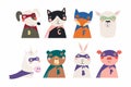 Cute little animals superheroes set Royalty Free Stock Photo