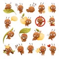 Cute Little Ant Baby Doing Various Activity Big Vector Set Royalty Free Stock Photo