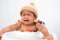 Little asian baby boy sad and crying Royalty Free Stock Photo