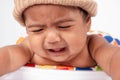 Little asian baby boy sad and crying Royalty Free Stock Photo