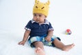 Cute little asian baby boy sitting and play toy Royalty Free Stock Photo