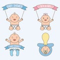 Cute little babies kids with ribbons frame