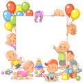 Baby girls and boys in play room. Royalty Free Stock Photo